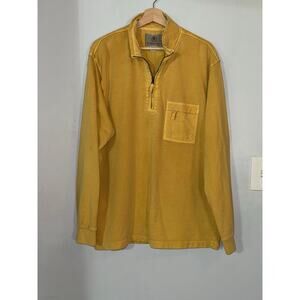 The Territory Ahead men’s mustard yellow cotton mock neck 1/4 size large